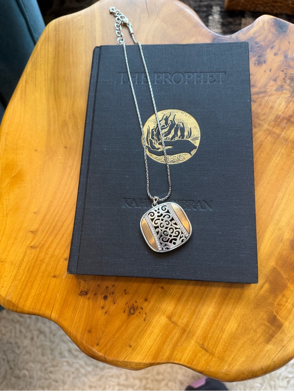 Two sided Brighton Silver Necklace with Champagne on one side and Black on other